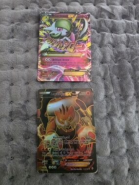 Pokemon Pink Green Mega Gardevoir EX & Brown Orange Landorus EX Trading Cards